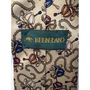 KEENELAND Men's Classic Silk Tie with Jockey Cap Bridles Thoroughbred Equestrian